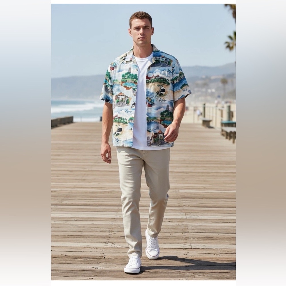 Reyn Spooner Hawaiian Shirts Vintage San Diego Mens Shirt Size XL